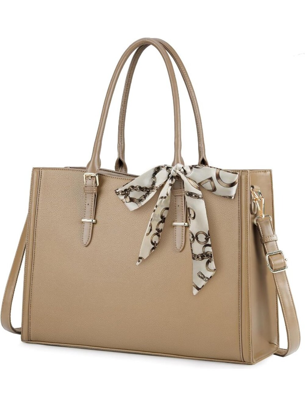 Women's Khaki PU Leather Waterproof Bag Work for Office Travel Shoulder Bags